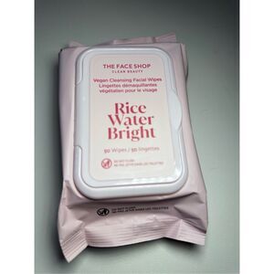 The Face Shop Rice Water Bright Cleansing Facial Wipes, Vegan, 50 CT